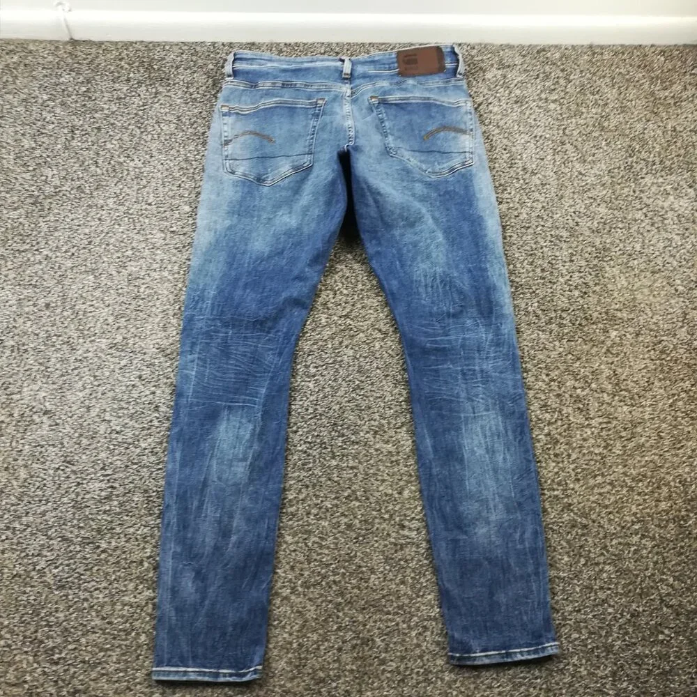 G-Star Raw Jeans 3301 Skinny Deconstructed Distressed Western Blue 33x32 $140